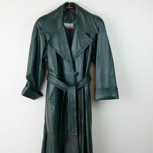 Stavros New York | Vintage Green Leather Maxi Coat